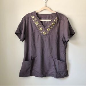 Grey’s Anatomy by Barco Scrub Top Laser Cut Floral